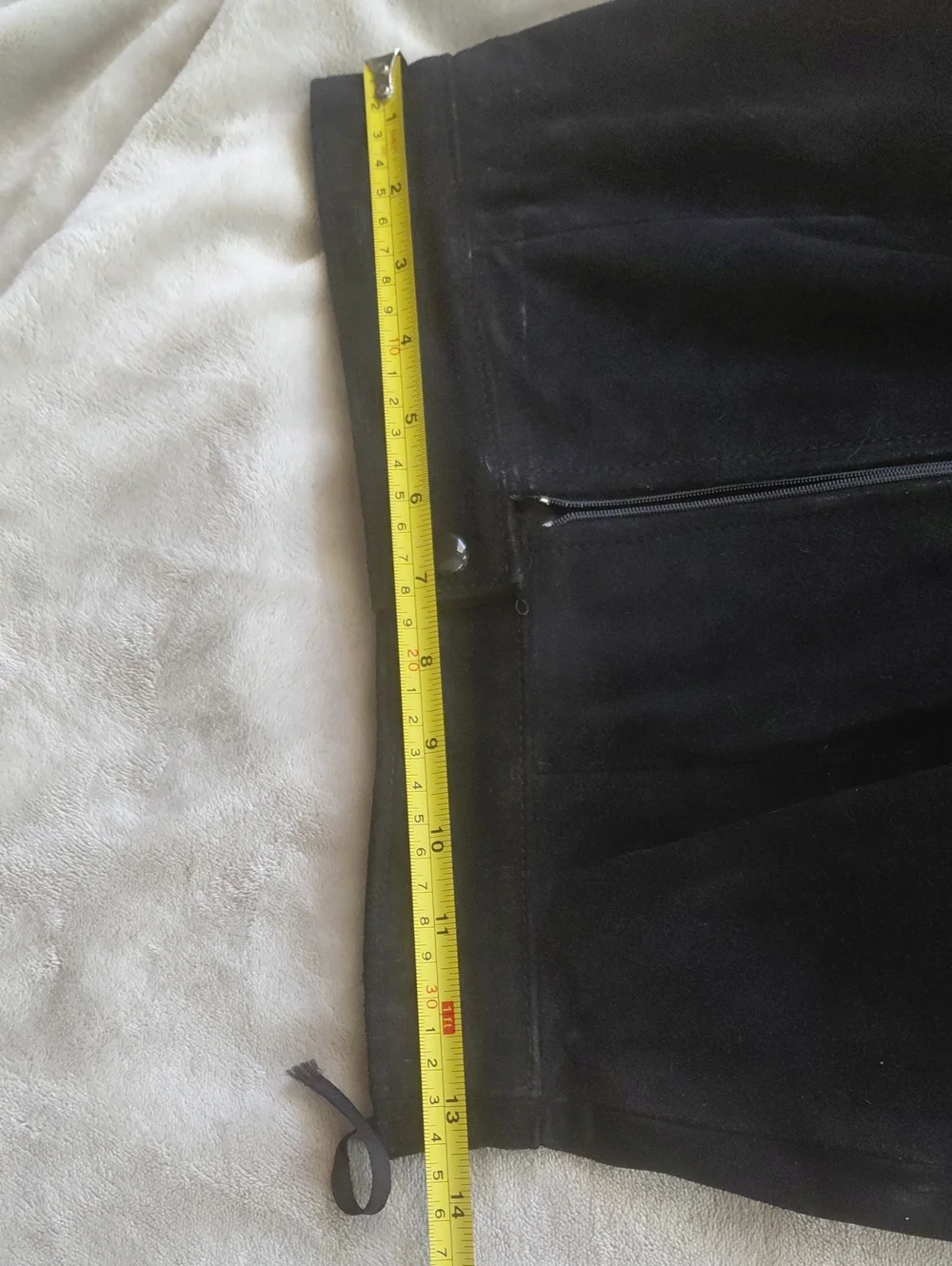 Vintage Genuine Suede Leather Pencil Skirt Black Size 9 High Waist
